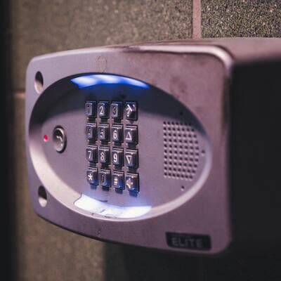 Photo of a key pad mounted to a wall