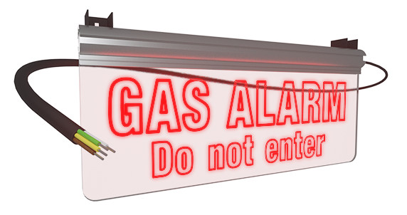 A gas leak alarm display